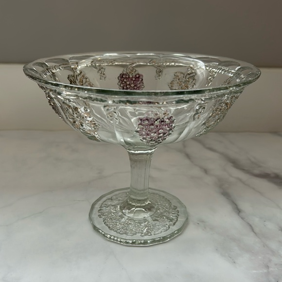 Vintage Indiana Glass Darling Grape Pedestal Compote (Reproduction) - Picture 3 of 15